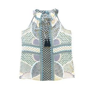 ROSE & OLIVE Keyhole Tassel Tie Blouse